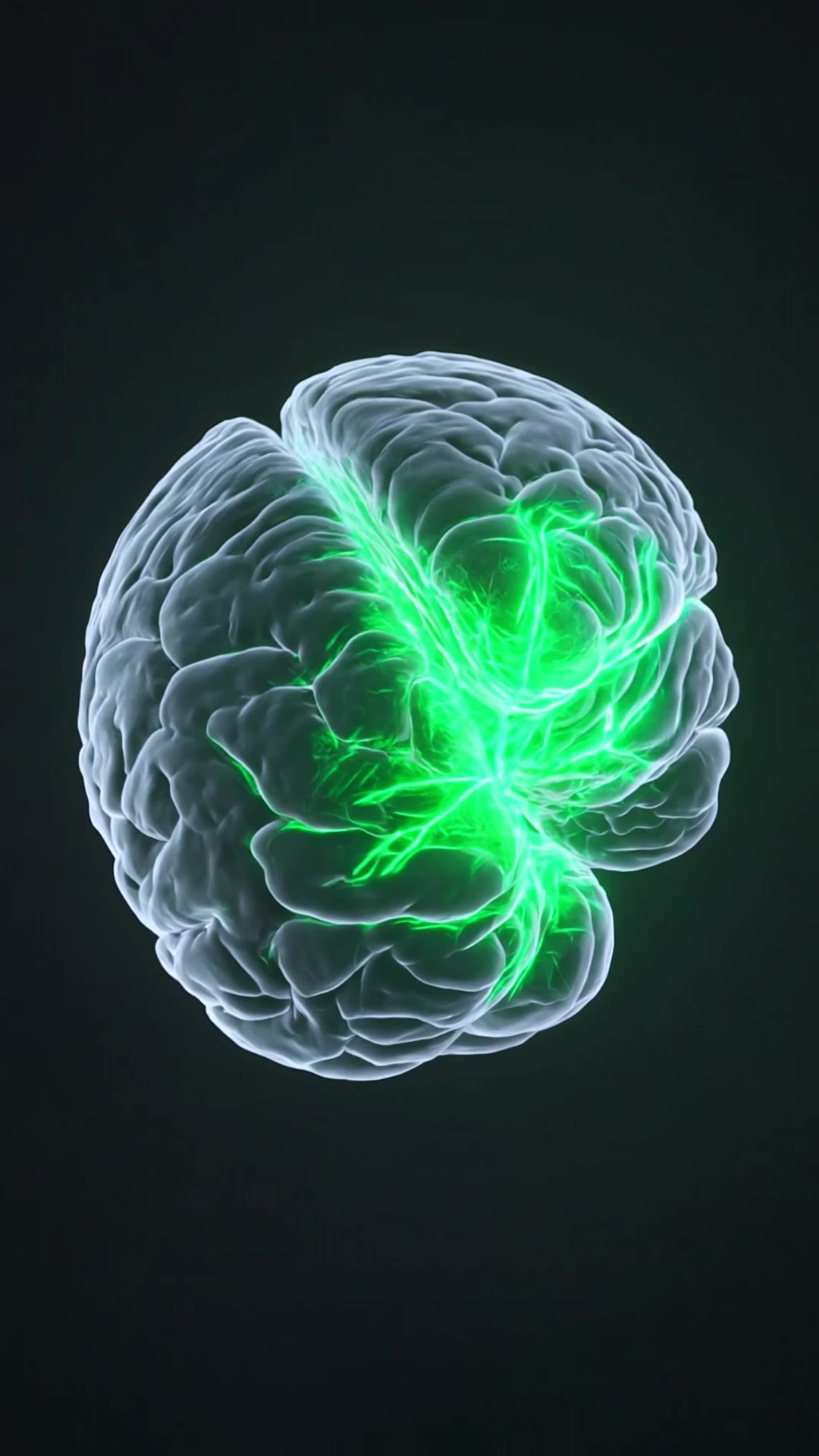 brain glowing with bright green - brain try on AI video