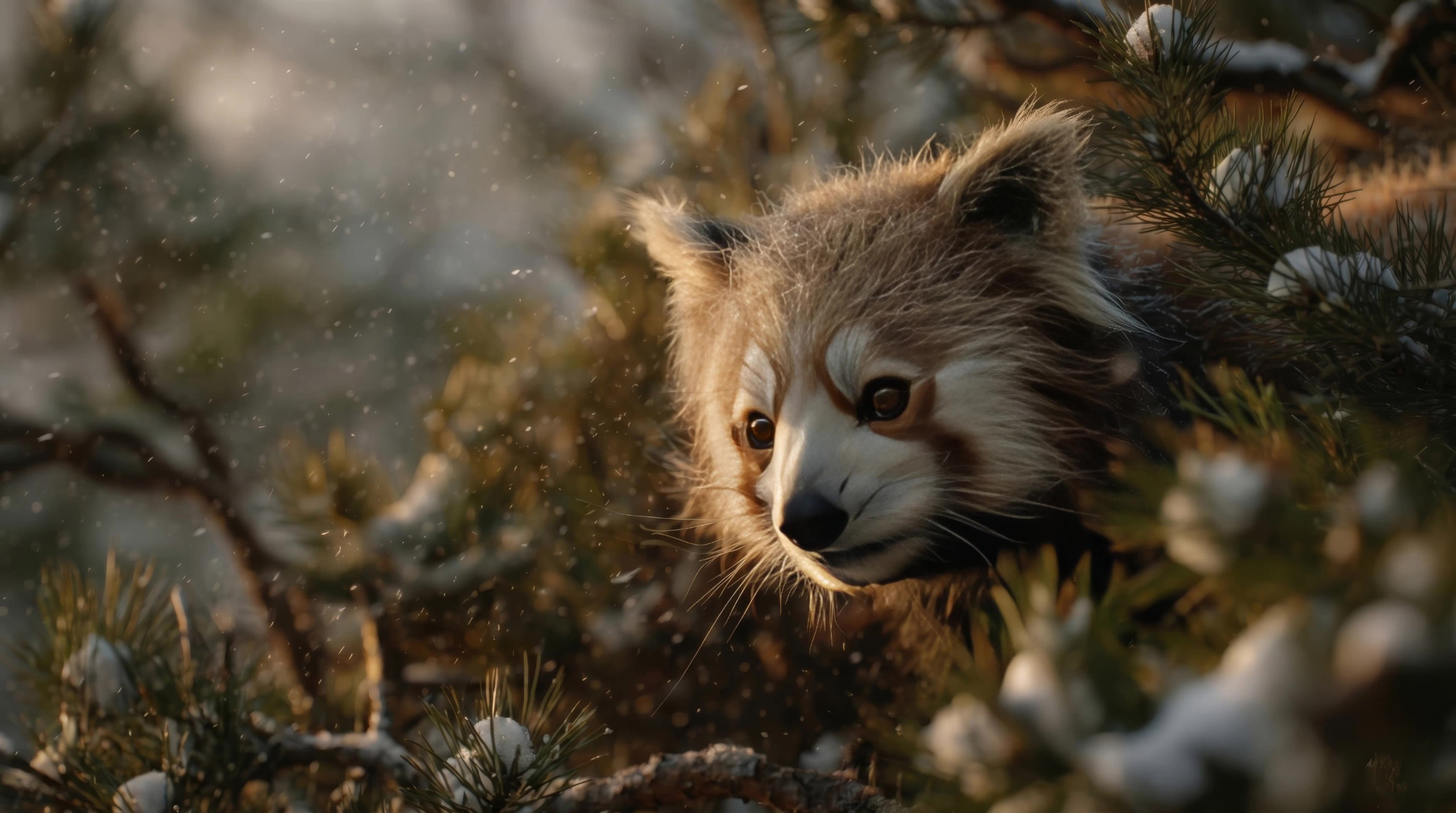 Red Panda in Beautiful Light - hair color light brown with red highlights AI video