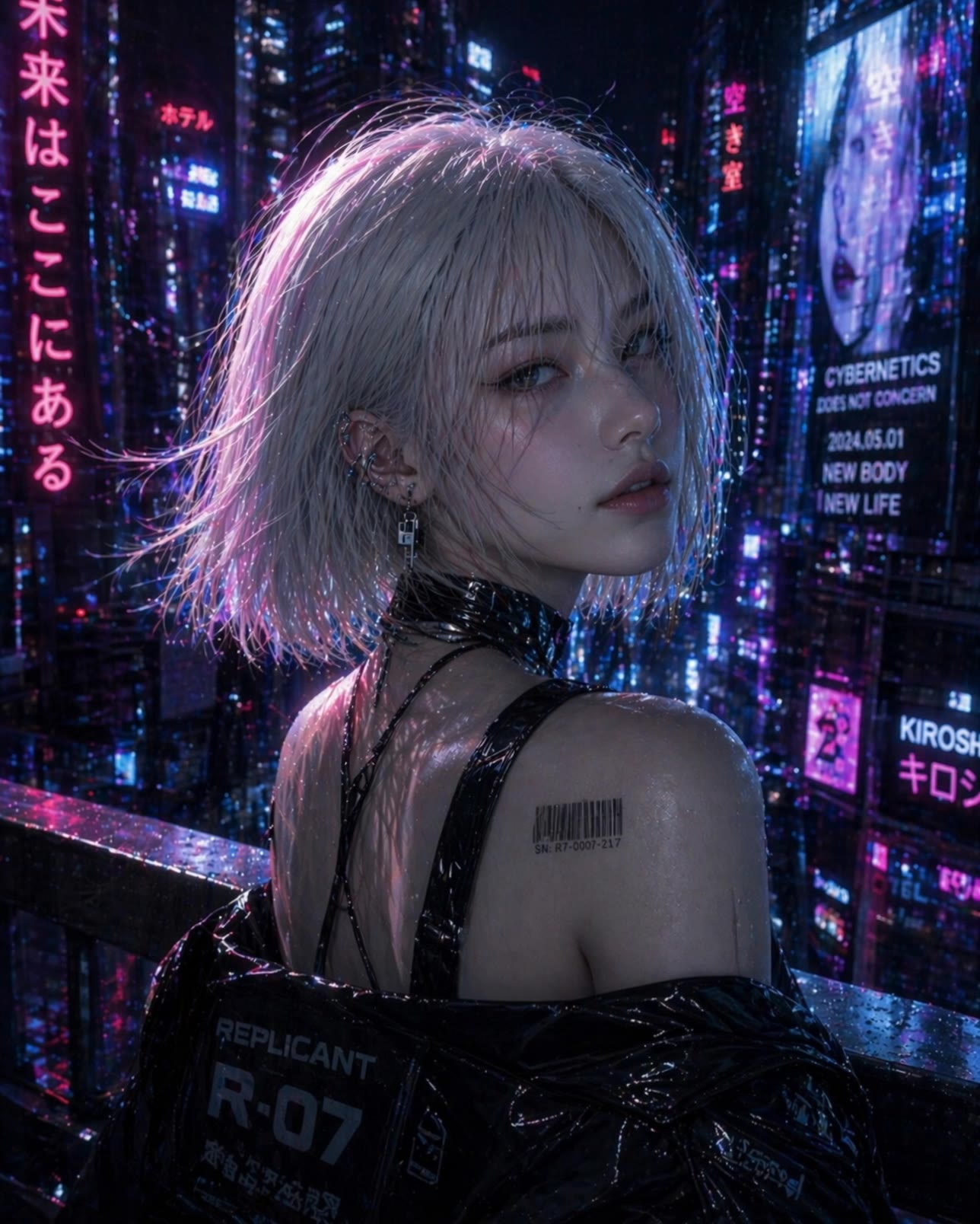 cyberpunk girl - cyberpunk birds with broken wings AI video
