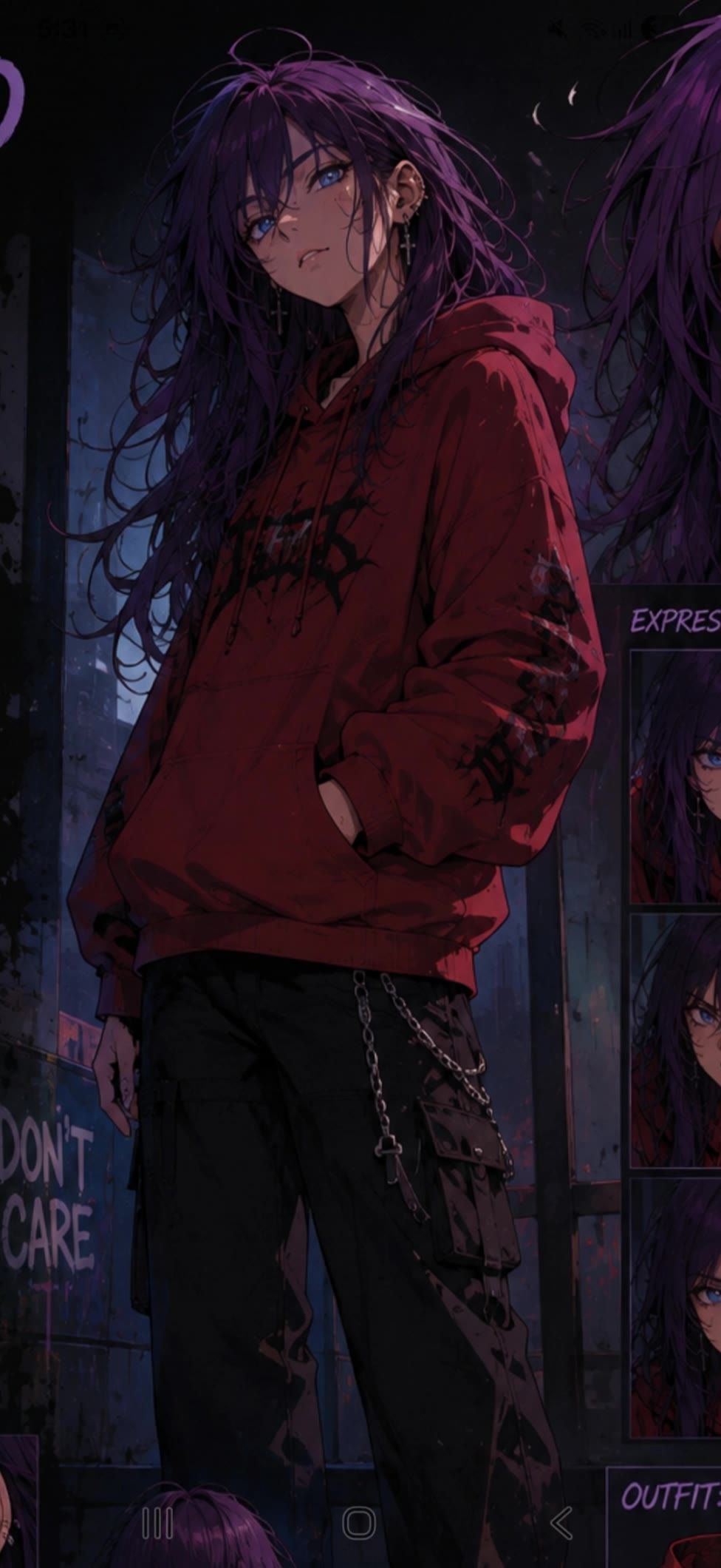 . - dark purple red hair AI video