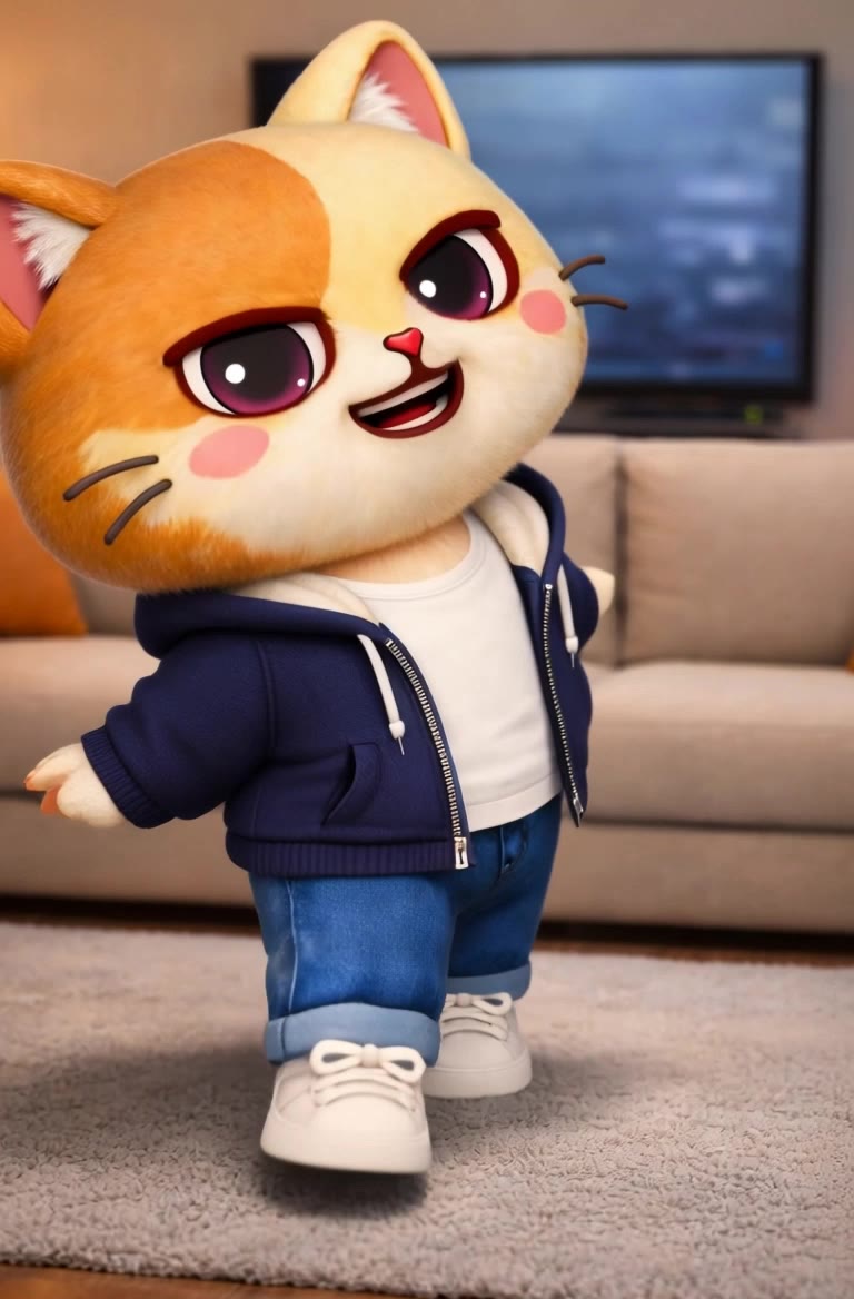 Mean cat on fire! - cat dance wallpaper AI video