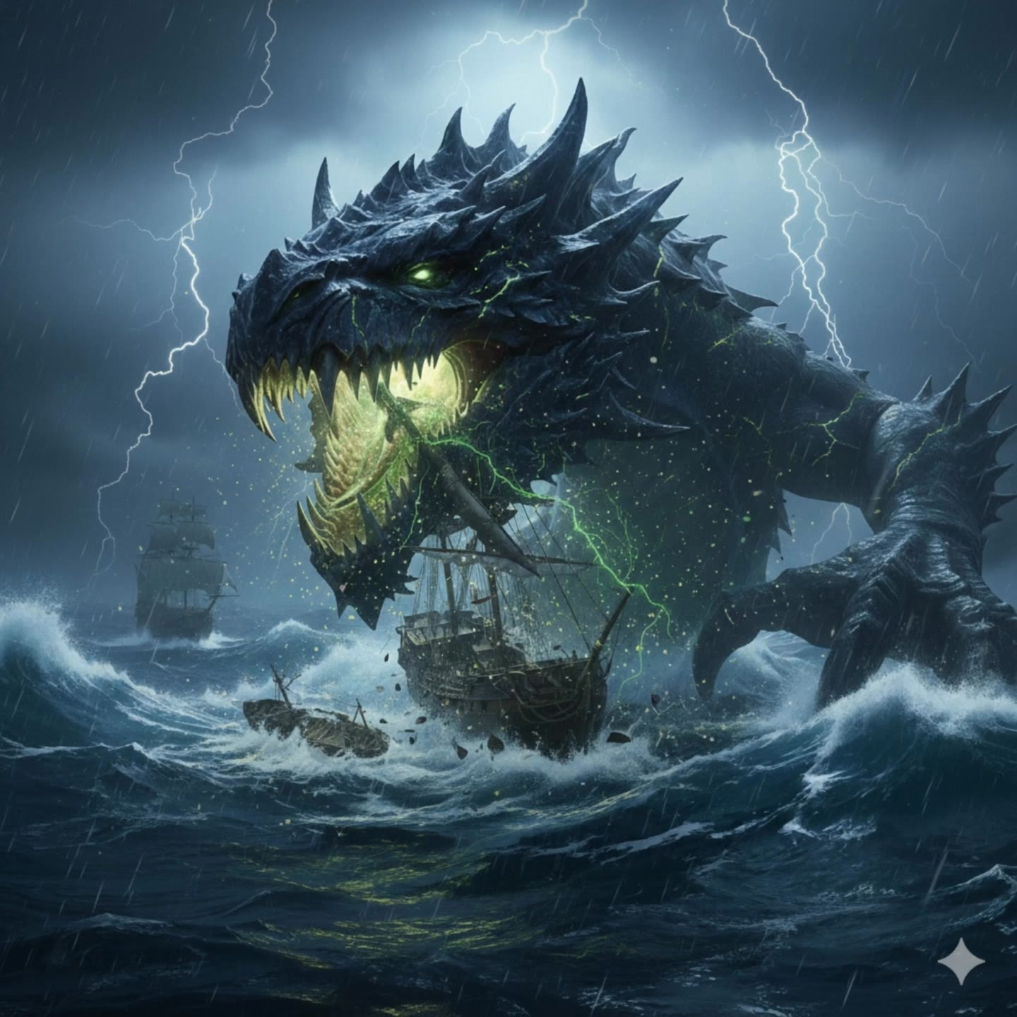 Leviathan, King of the Sea - monster scene AI video