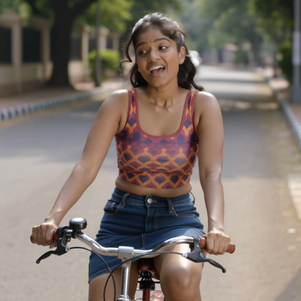 A girl riding a bicycle - create ai girl AI video