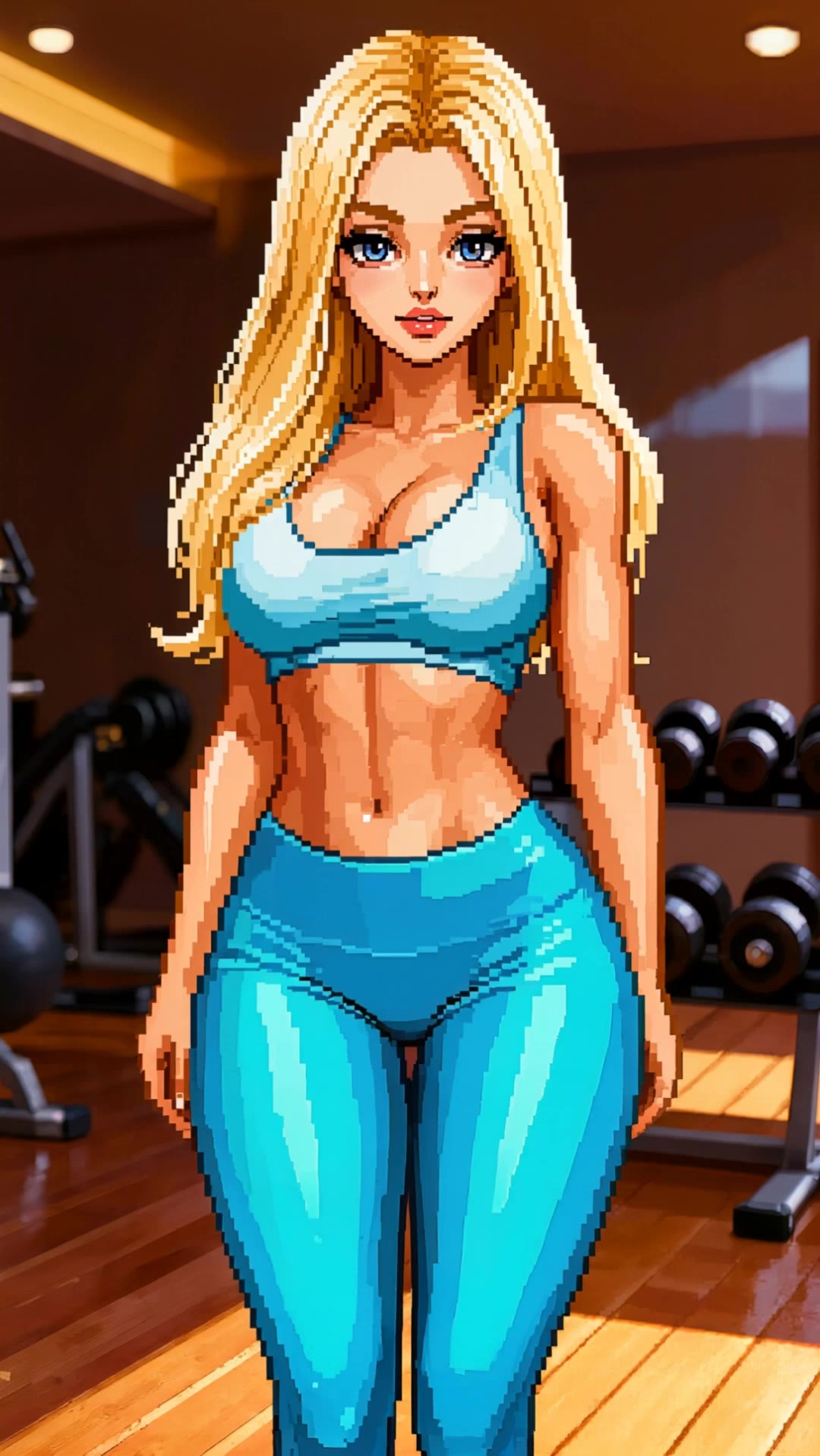 pixel gym workout - gym scene AI video