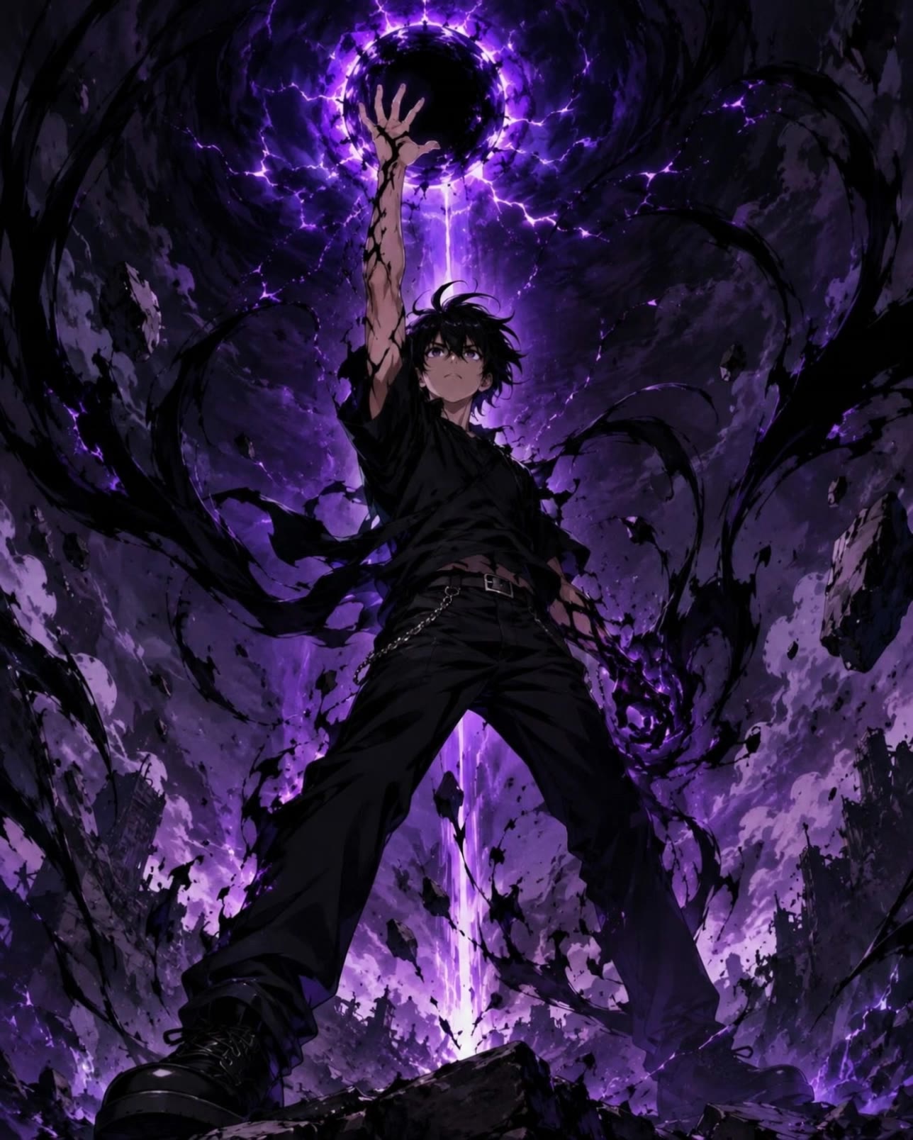 Kling AI work 312563406667012 - purple anime pfp AI video