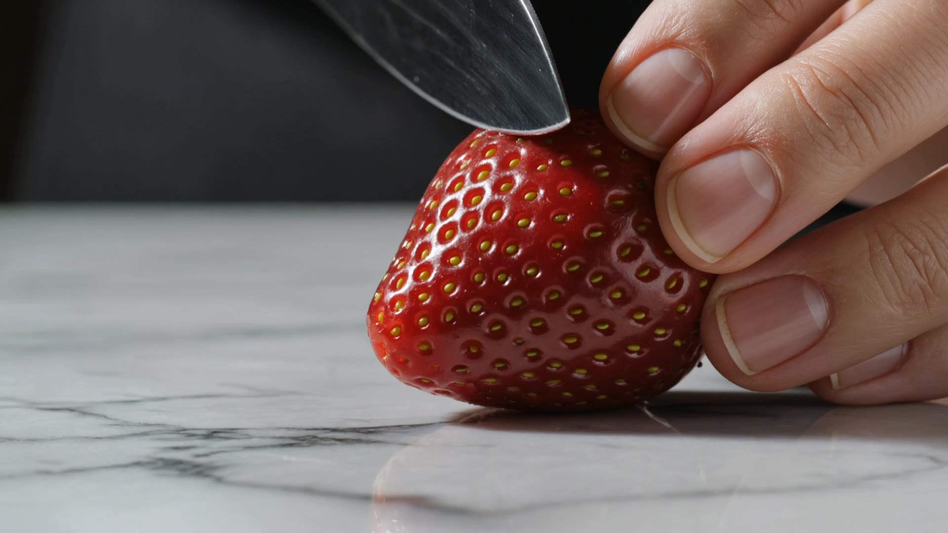 Strawberry cut - textured crop cut AI video