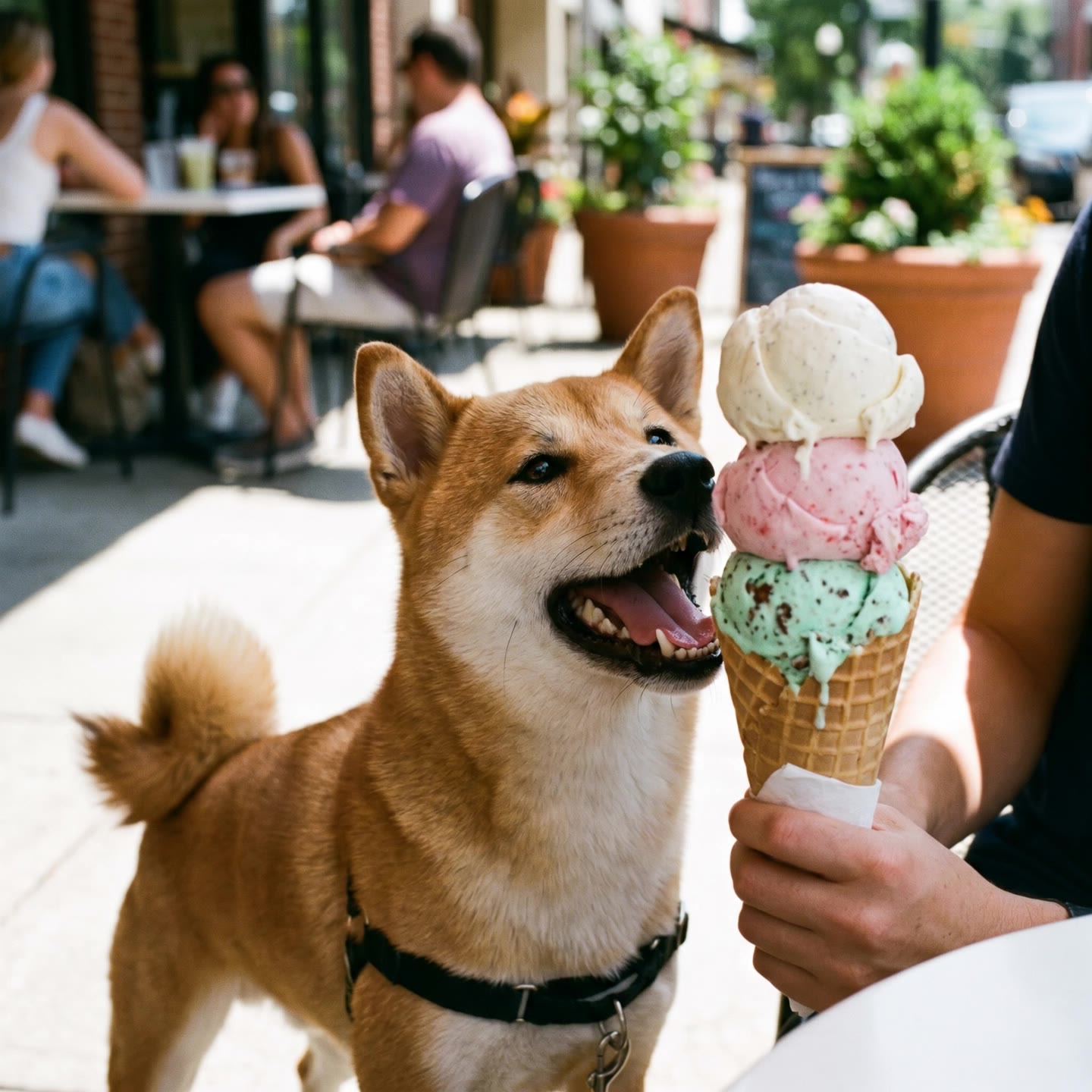 Shiba Drops His Ice Cream - ice scene AI video