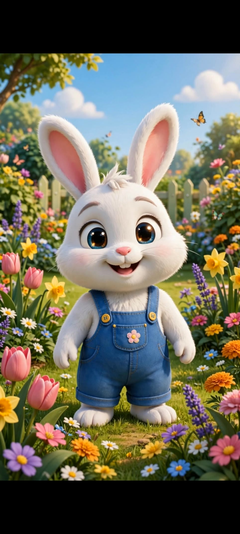 Animate the cute white bunny wit - easter bunny ai video AI video