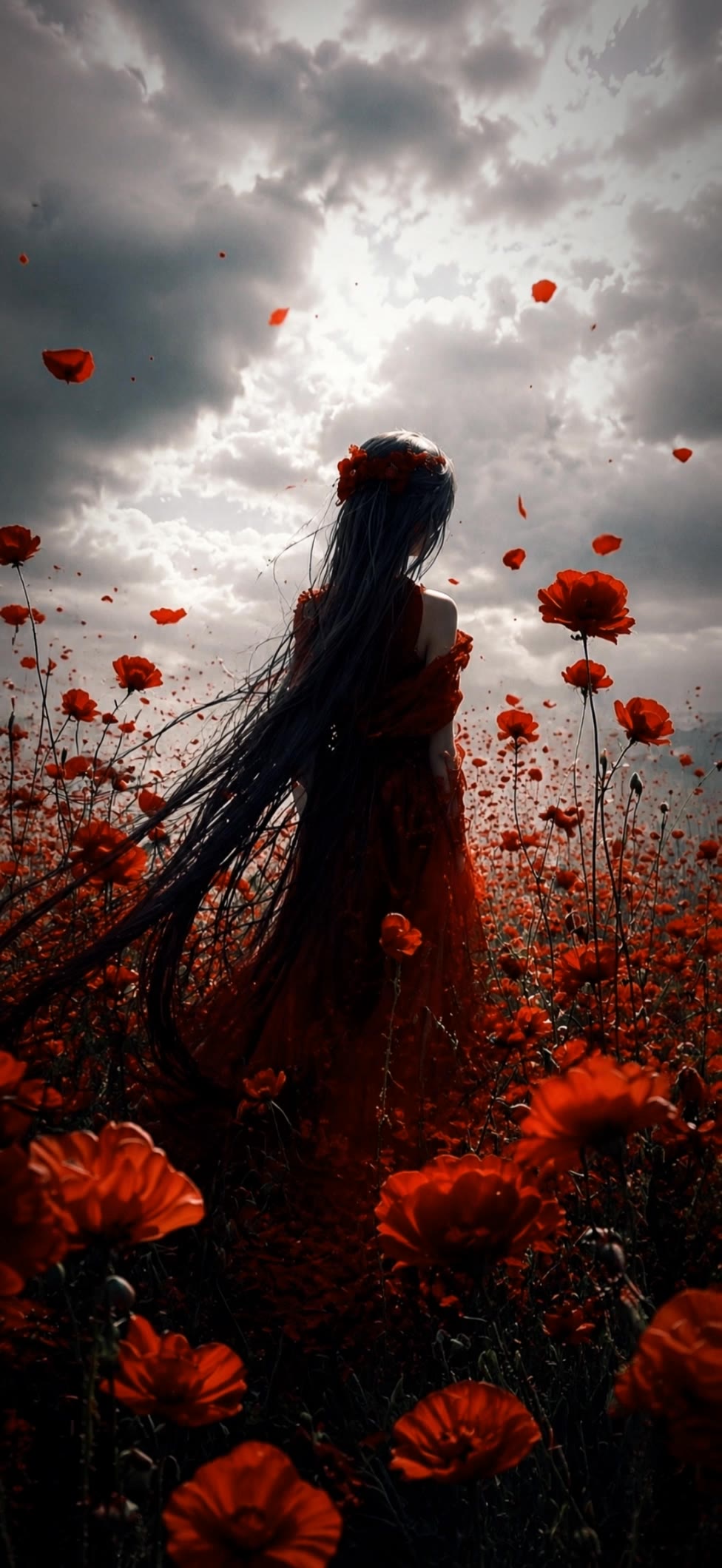 A young woman in a poppy field - image to video AI video