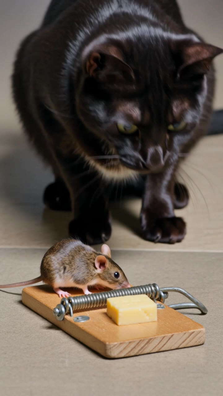Smart Cat vs Clever Mouse! 🧀🐭 - ai cat video AI video