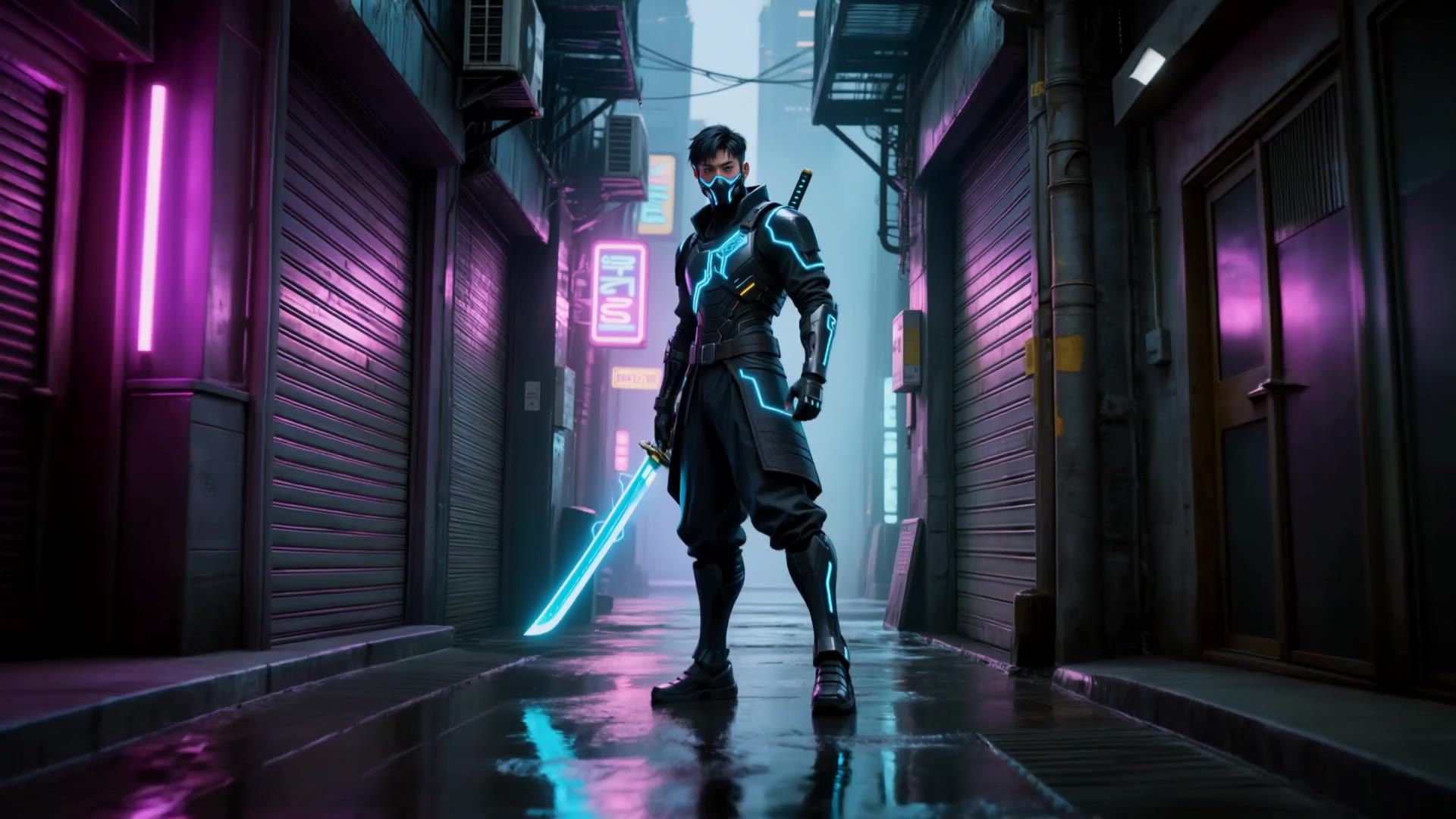 Cyber samurai - samurai animation AI video