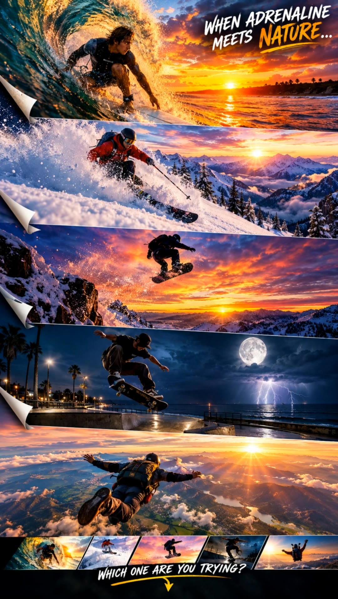 When adrenaline meets nature - frame with clips AI video