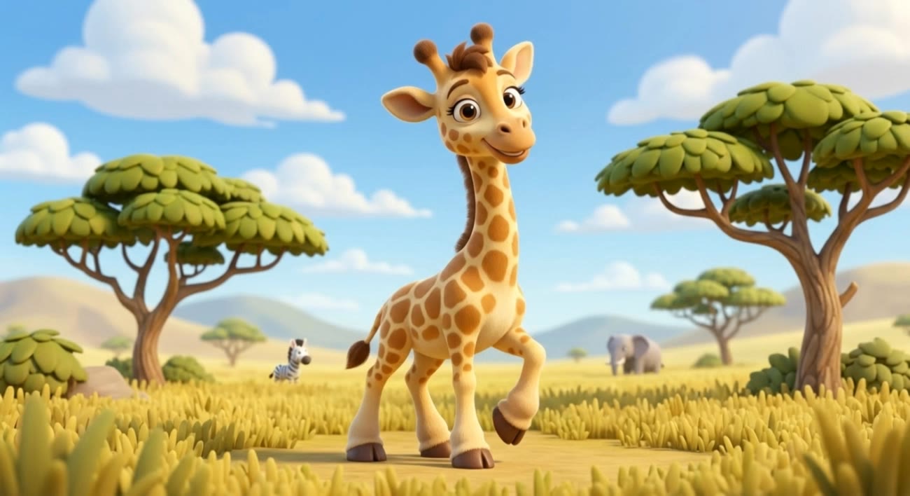 Giraffe walking - colors of a giraffe AI video