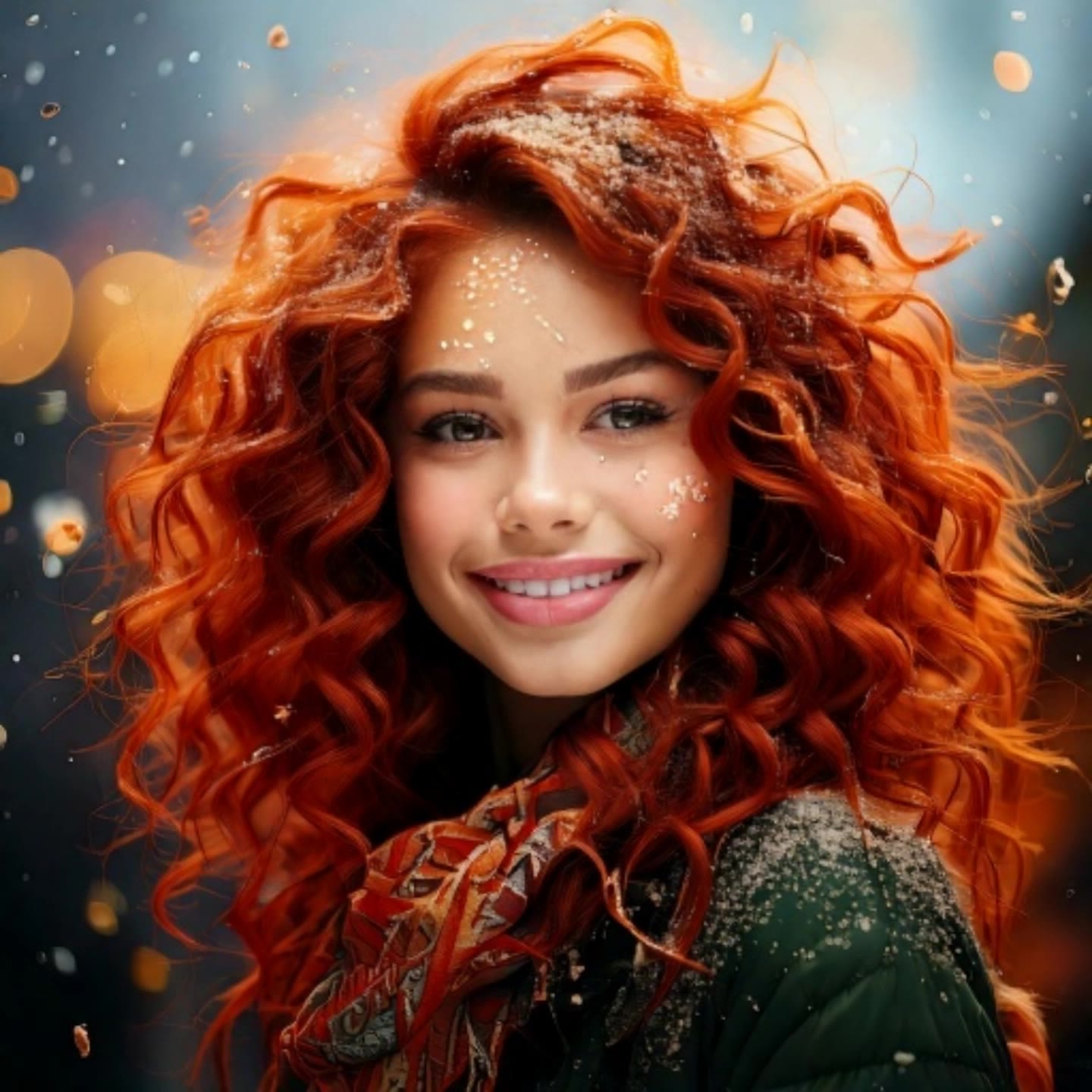Gorgeous Woman with Red Hair - wavy brunette hair AI video