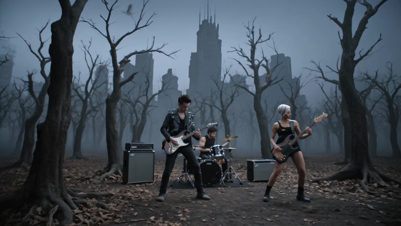 Kling AI work 318372793662384 - add a background to a band video with ai AI video