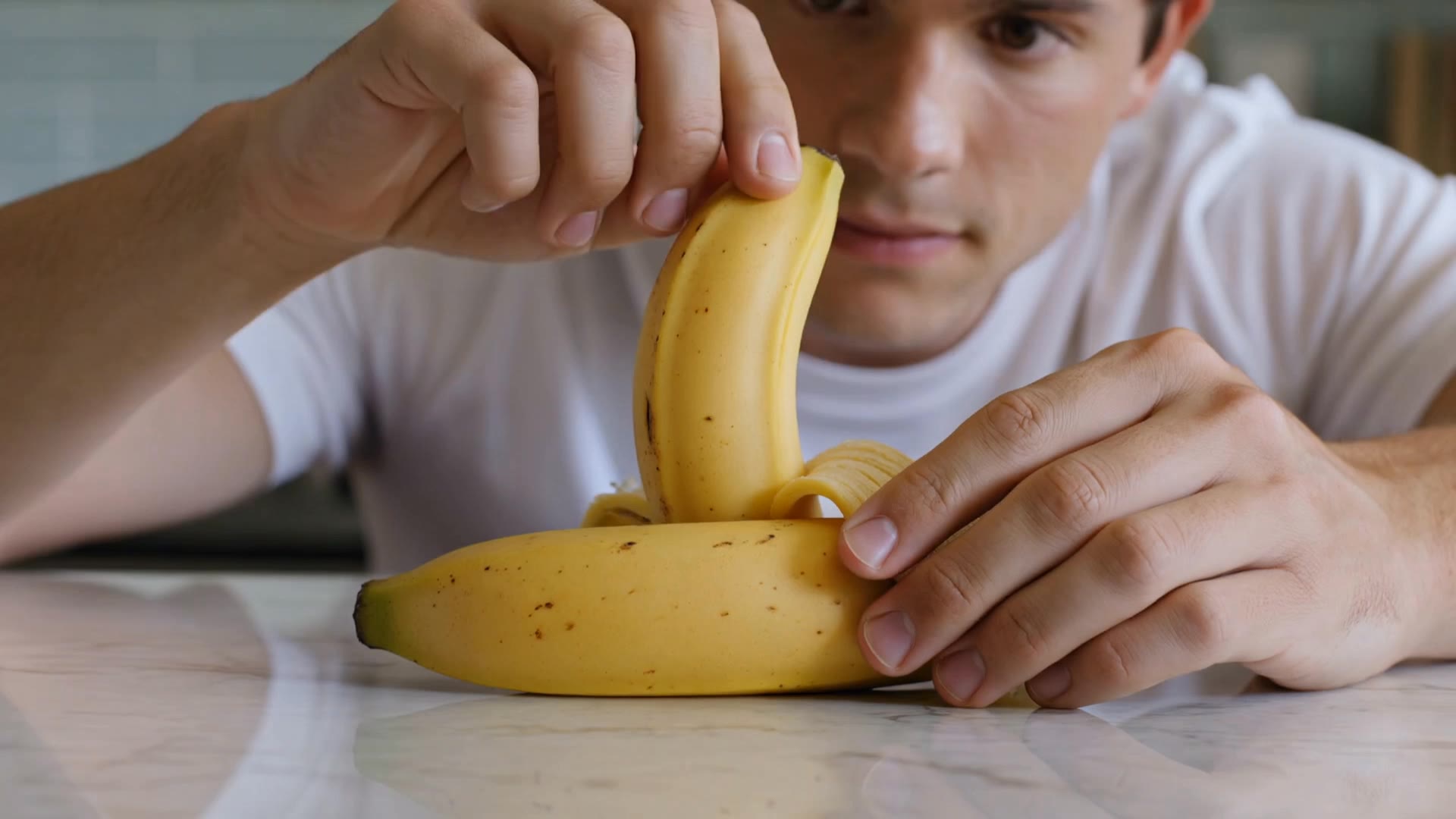 A human peels a banana - naono banana AI video
