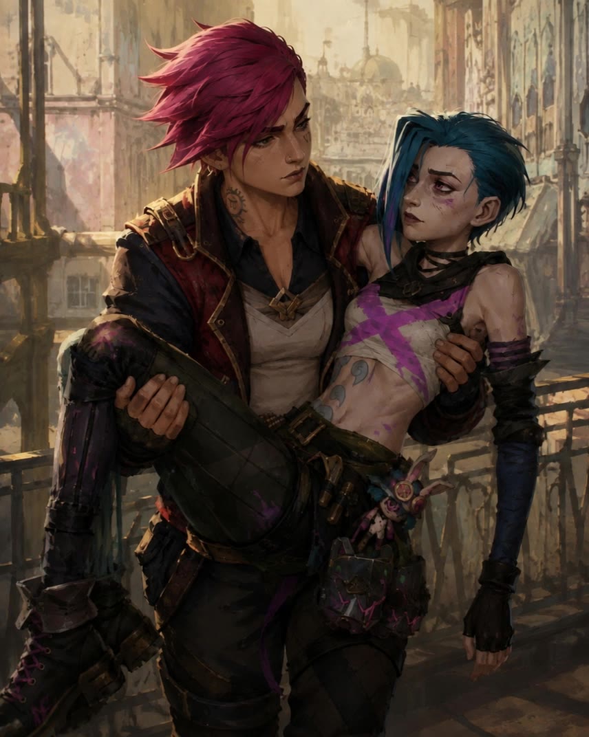 Vi will always carry Jinx - red haired anime characters female AI video