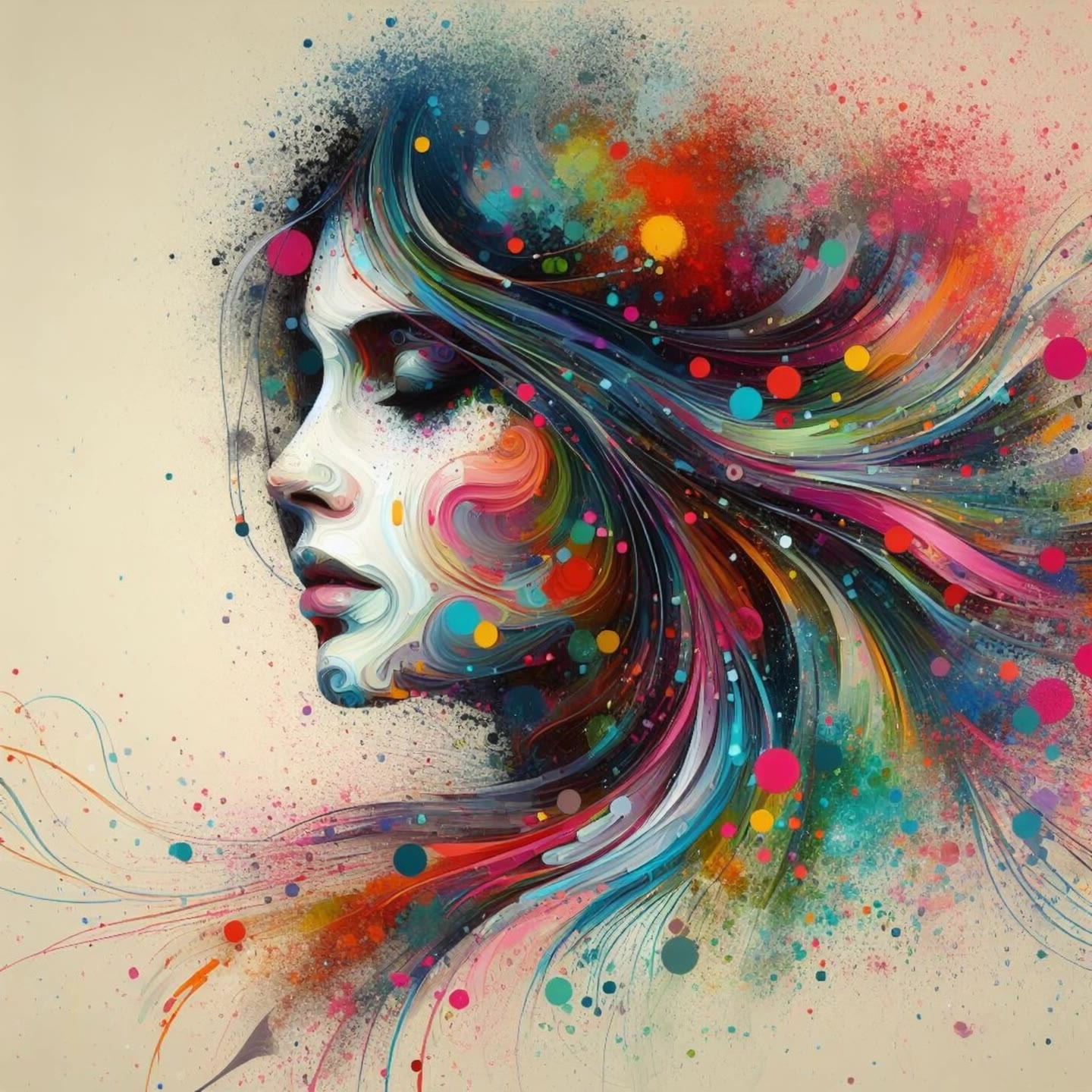 A Splash Paint Woman Profile - woman field painting AI video
