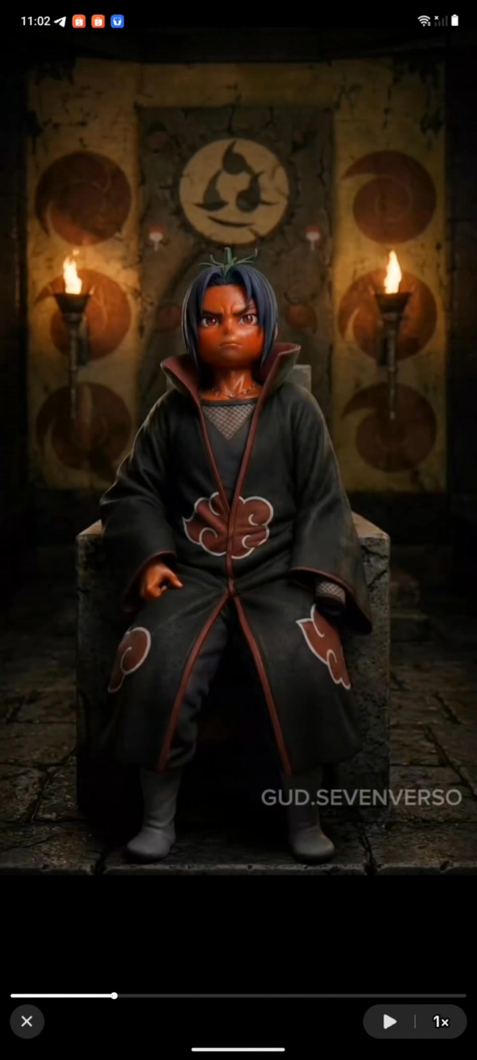 itachi vc sasuke - dark purple red hair AI video
