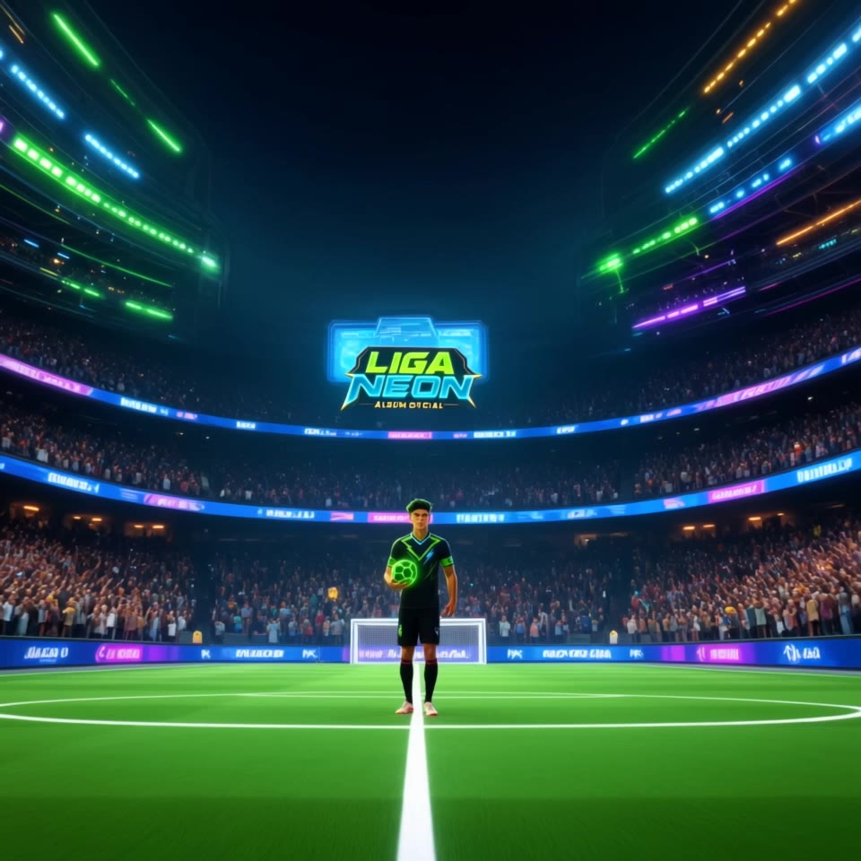 Kling AI work 314051015525173 - neon football field AI video