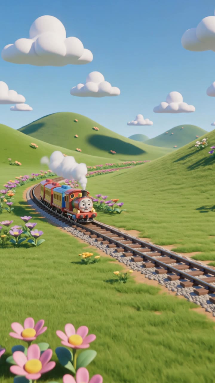 Cartoon train - flower cartoon images AI video