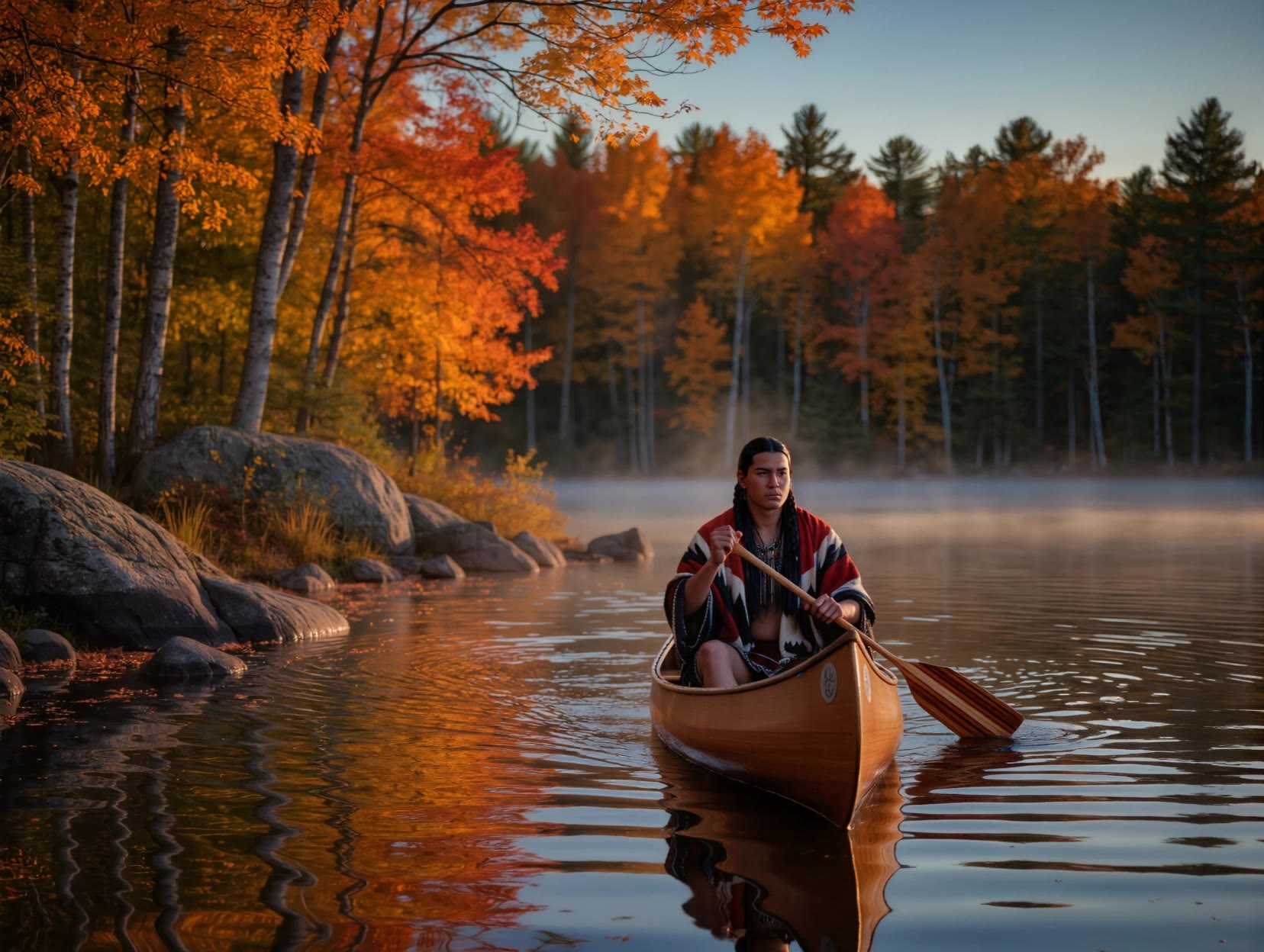 Canoe - maple leaves clip art AI video