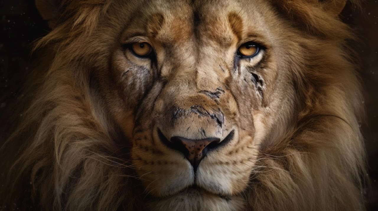 lion's scarred face - infinite zoom art AI video