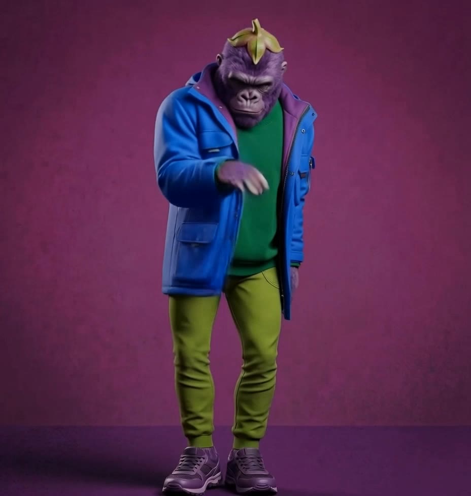Dancing Eggplant Gorilla - gorilla tattoo ideas AI video