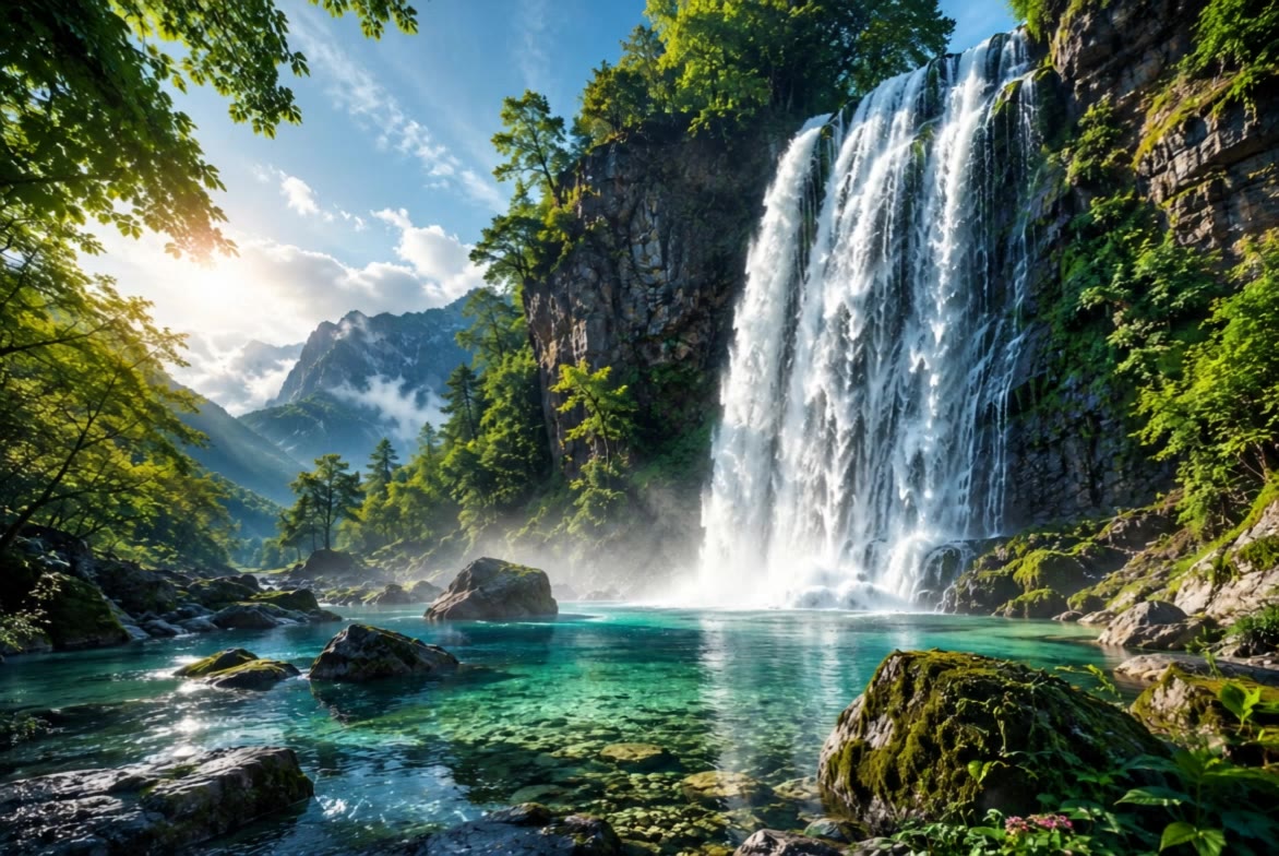 Kling AI work 315855423618287 - motion waterfall picture AI video