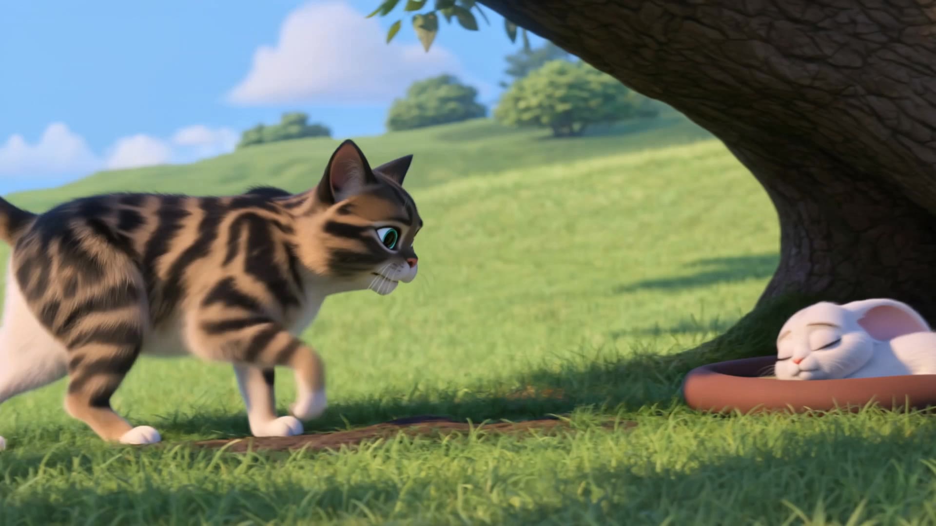 Cat and rabbit - cute cat ai AI video