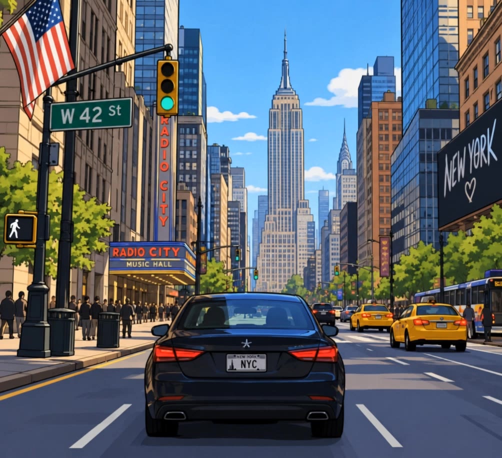 Cartoon car in NYC - raon nyc AI video