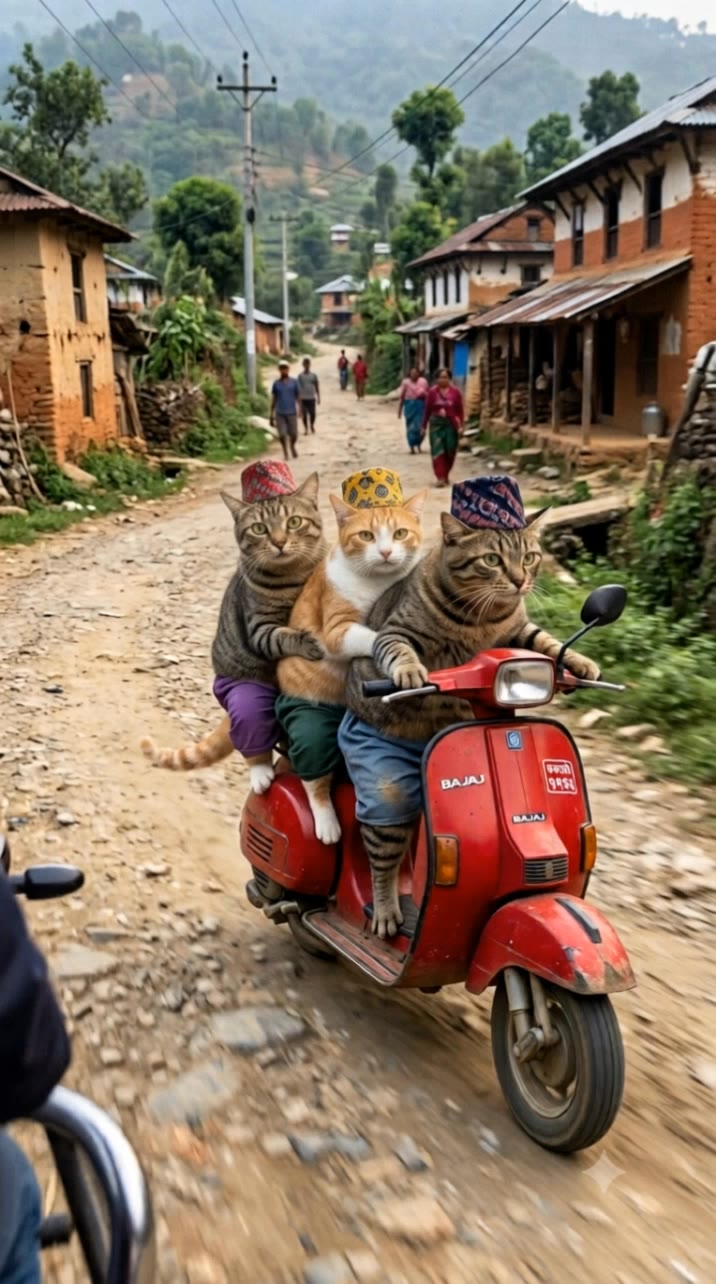 Three Cats Riding a Scooter 😹🛵 - ai cats AI video