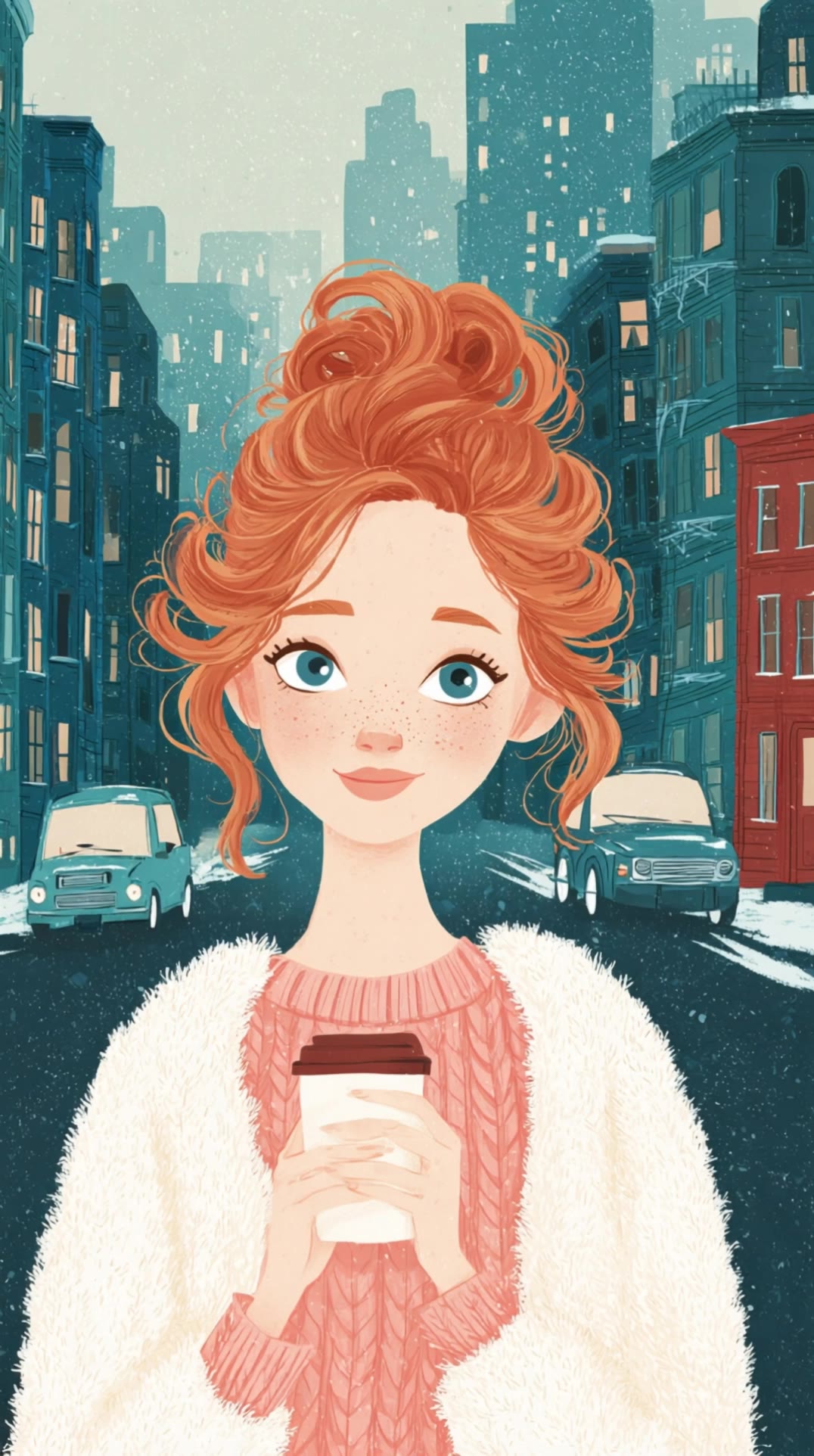Freckles, coffee, winter magic - coffee animation AI video