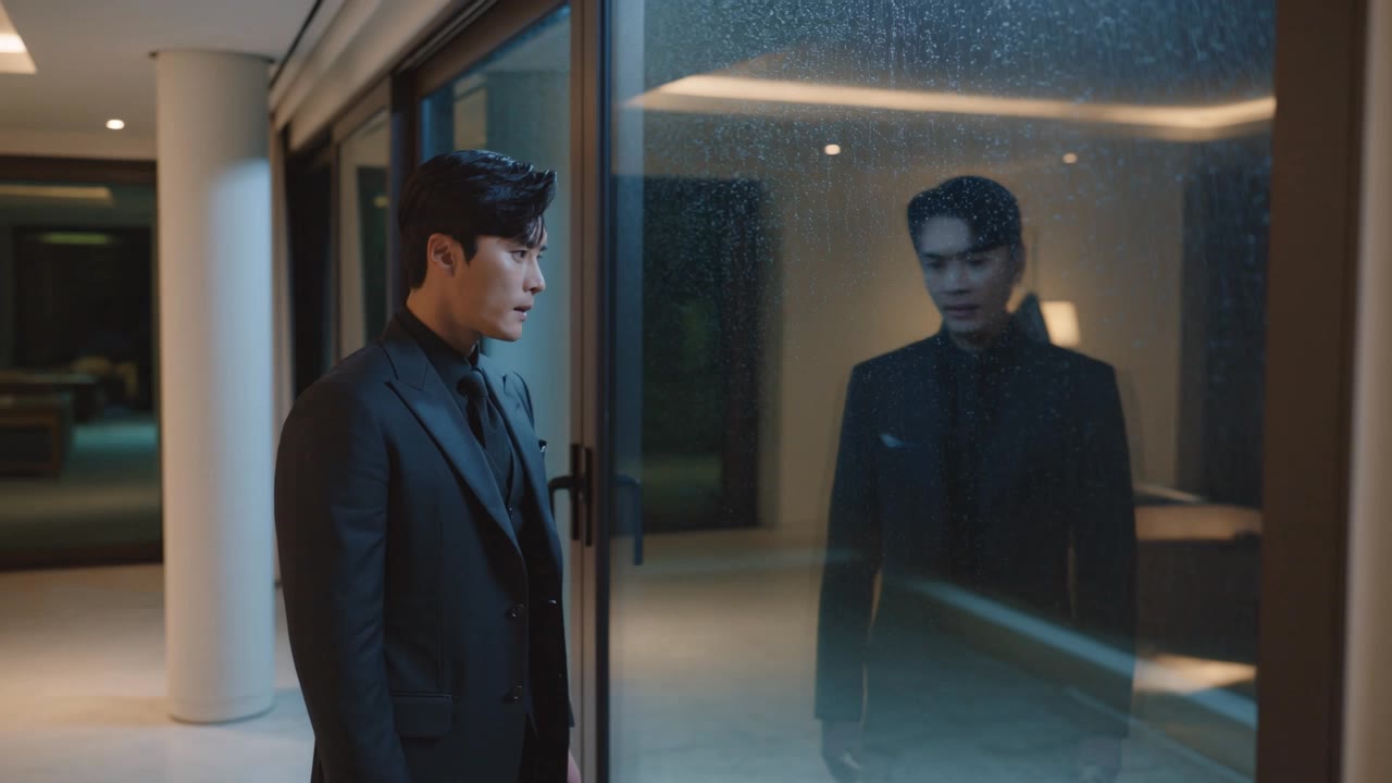 Man Looking Out The Window - sidelight window film AI video
