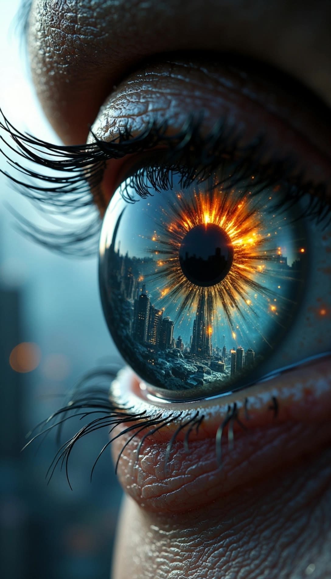 fem<le eyes describe world - topaz eyes AI video