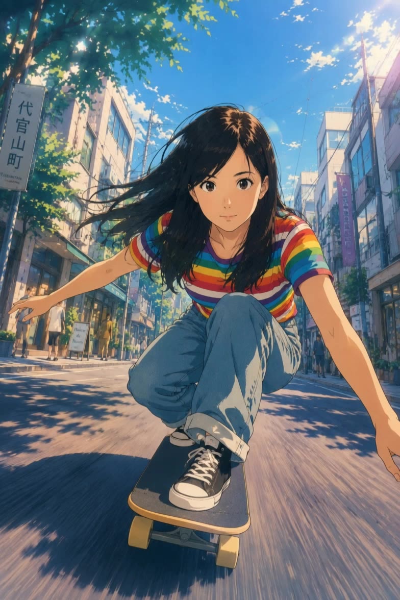 High-Speed Anime Skateboarding - anime video generation klingai AI video