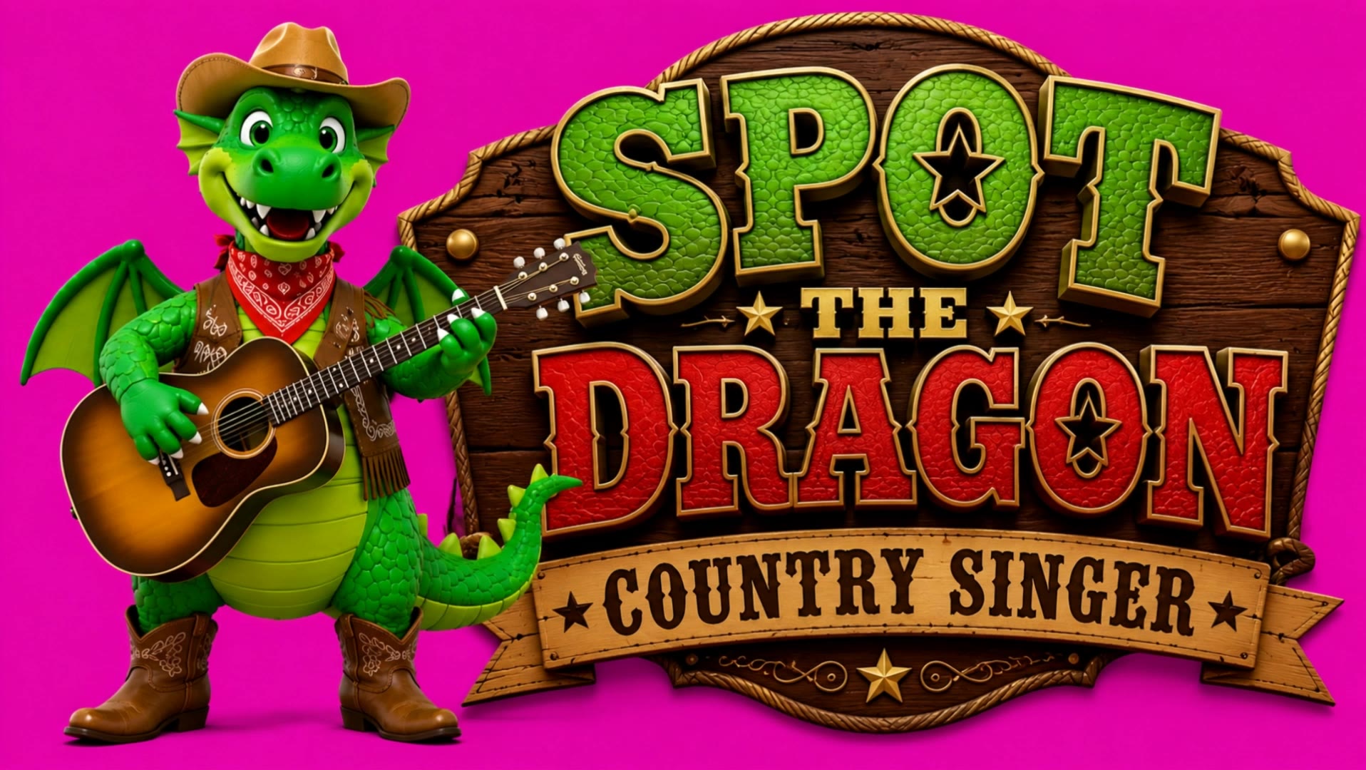 Spot the Dragon Country Singer - singer poster design AI video
