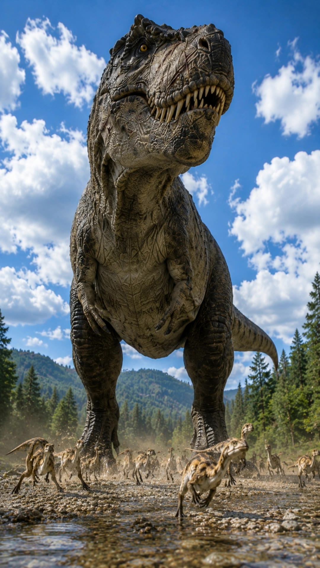 T-rex Low Angle - low angle camera AI video