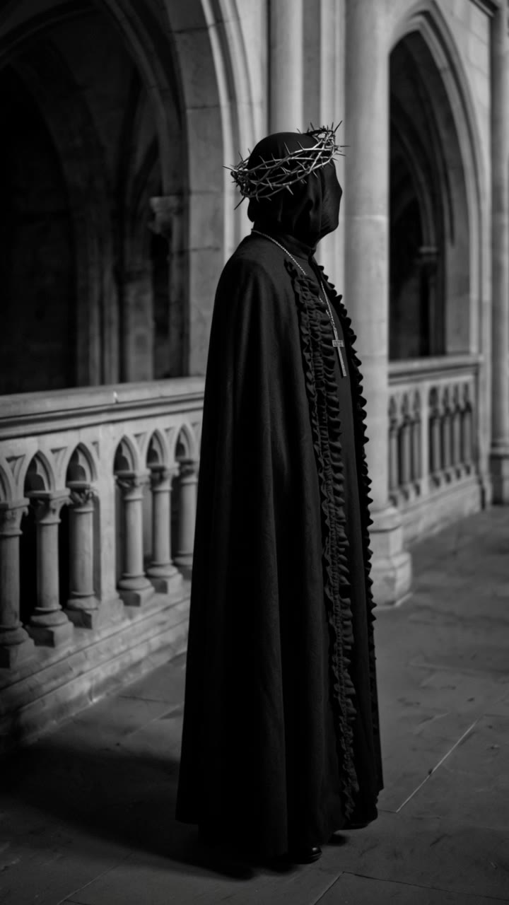 Black Priest - black hair with color AI video