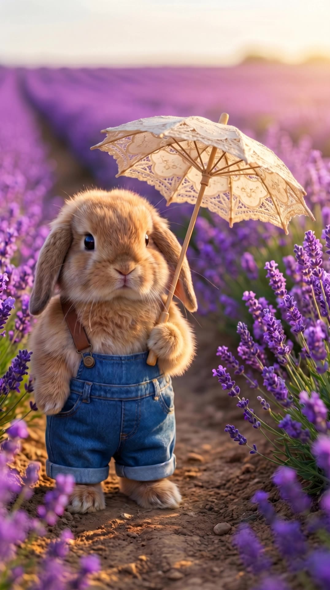 Bunny in lavender field - lavender hair salon AI video