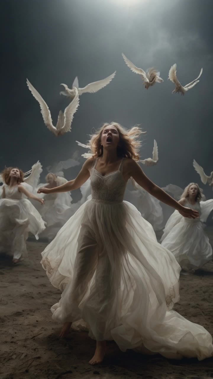 A group of women in white dresse - women AI video