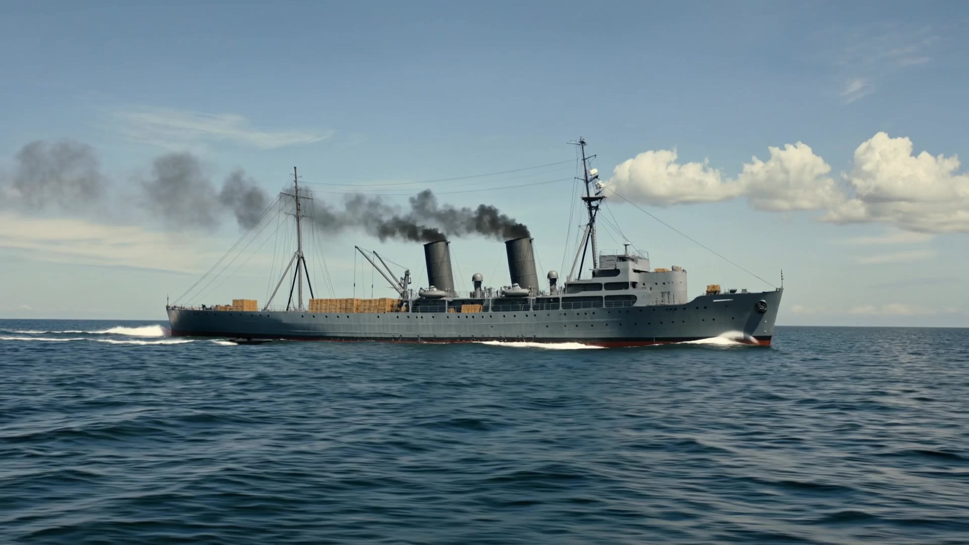 Ship gets hit by torpedo - website hit generator AI video