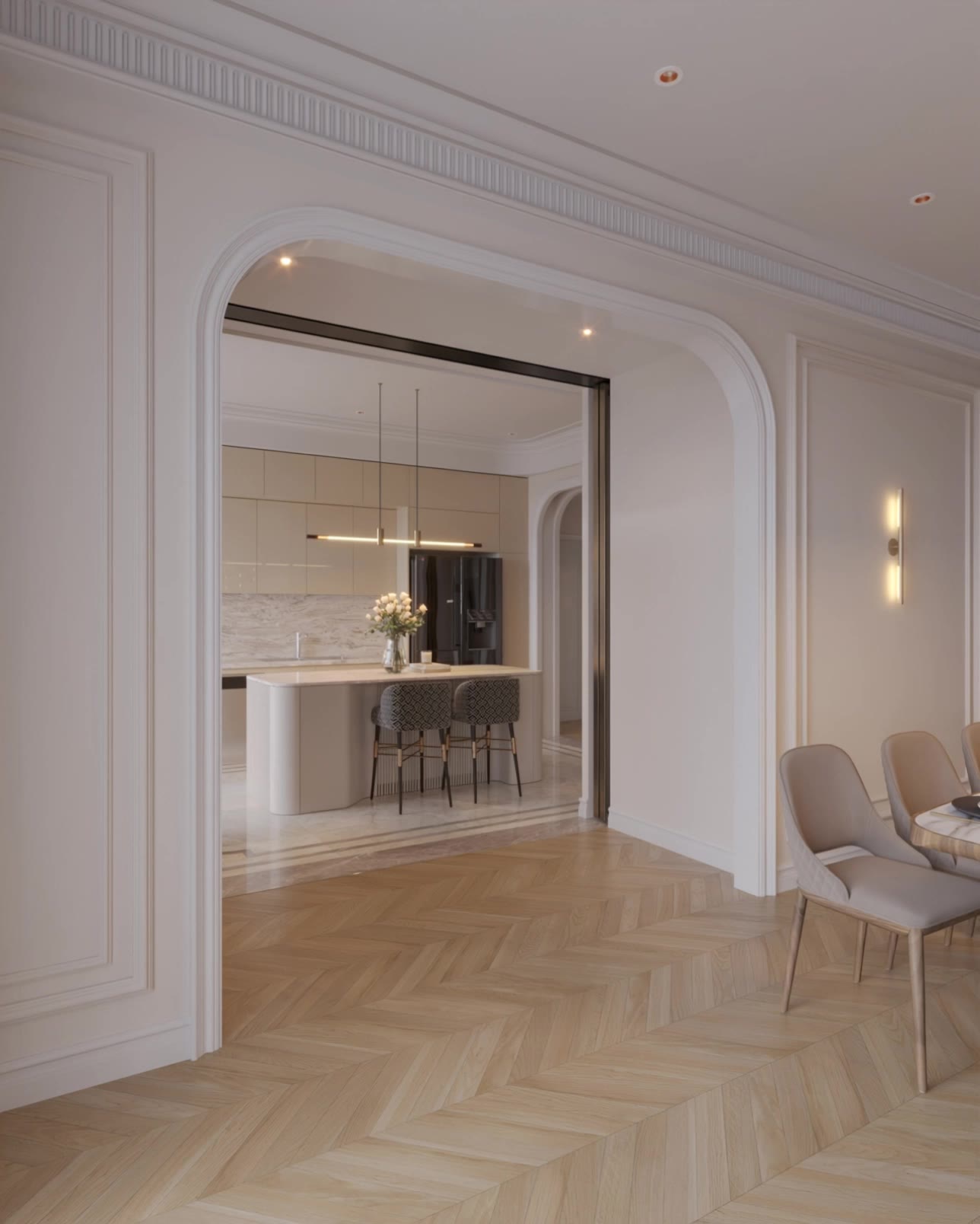 Interior Design - flooring transition AI video