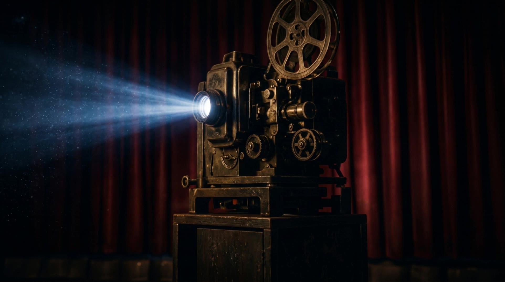 Cinematic shot of a vintage anti - film reel clip art AI video