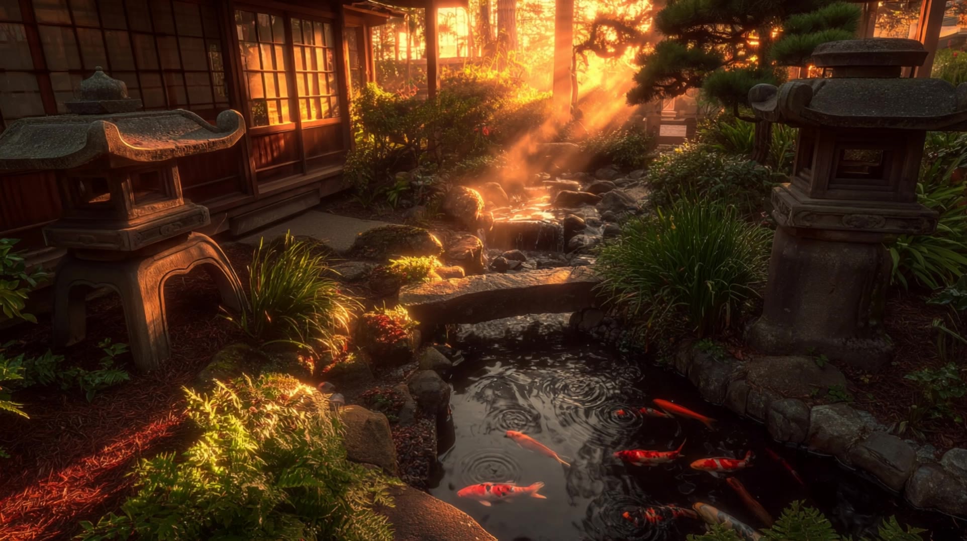 japanese garden - japanese alleyway AI video