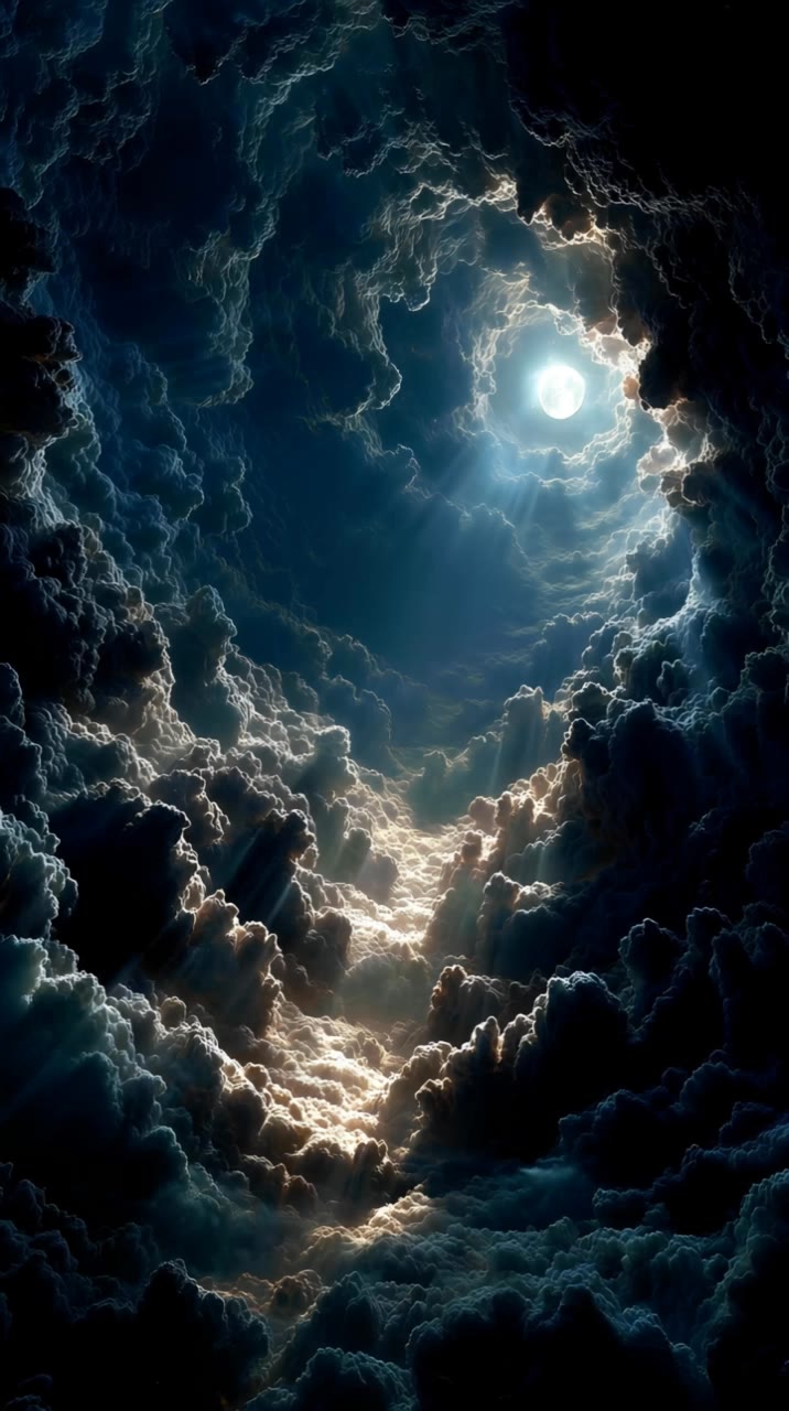 The moon amidst the clouds - moon ai effect AI video