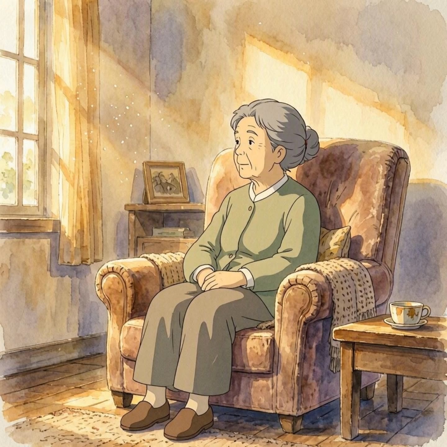 Aging mother - studio ghibli gif AI video