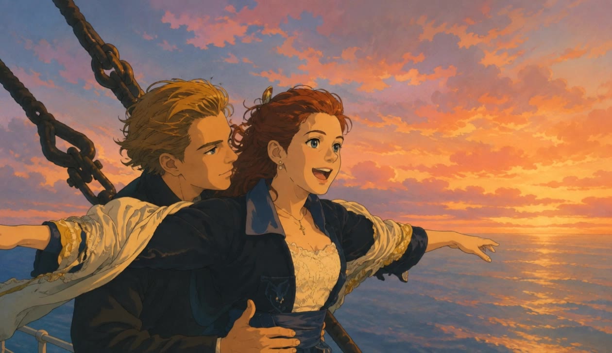 Titanic Movie Ghibli wallpaper - airplane desktop wallpaper AI video