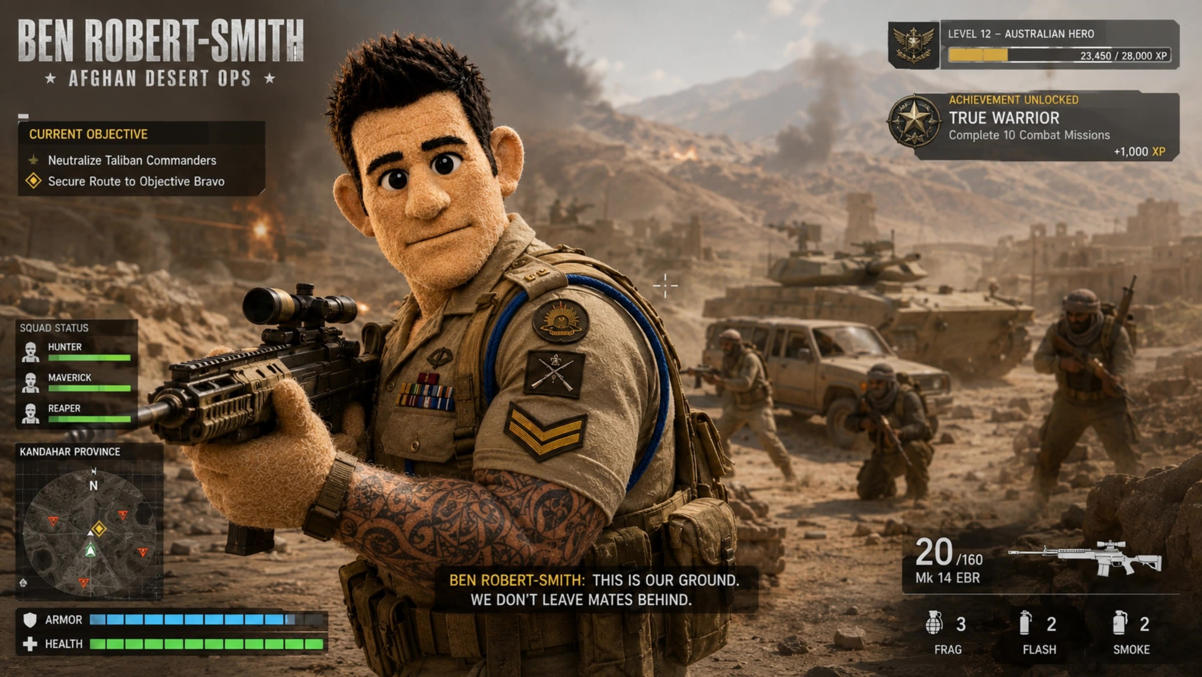 Soldier puppet - game on world AI video