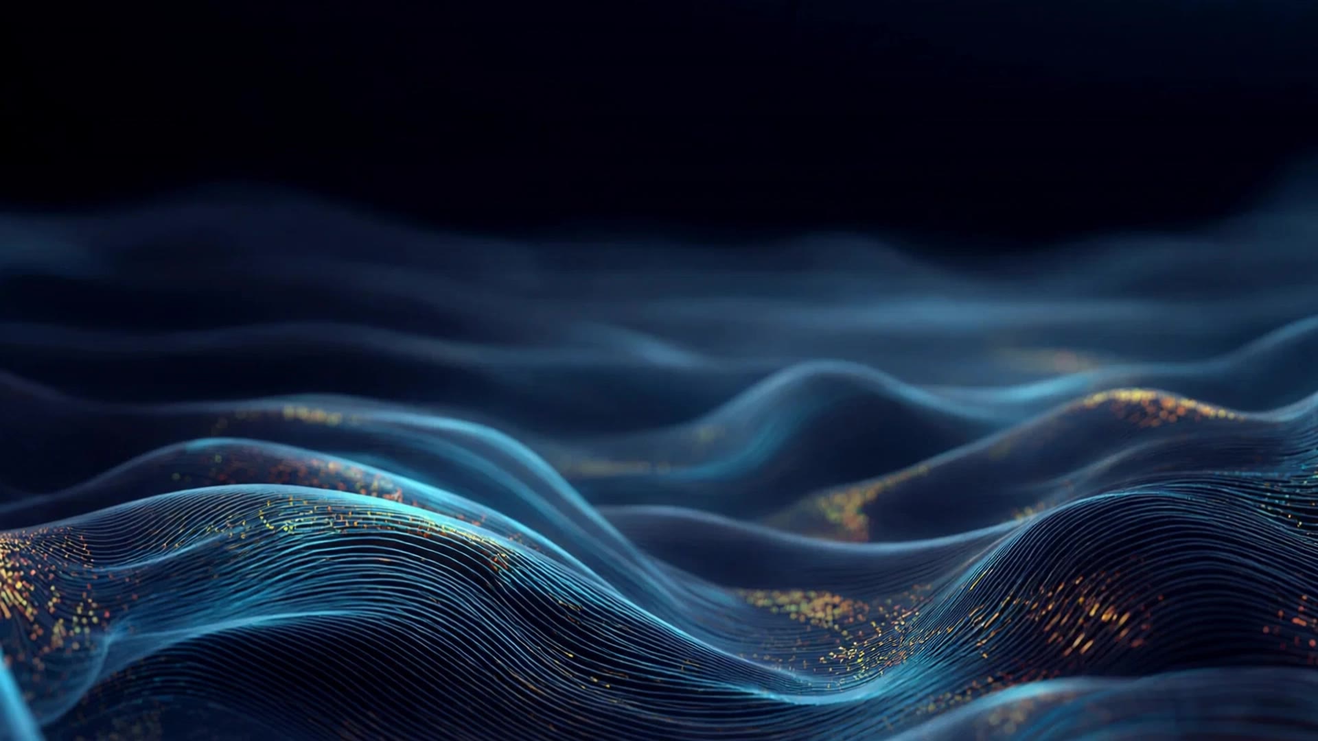 Wave of dreams - particle wave digital abstract 3d render black wallpaper AI video